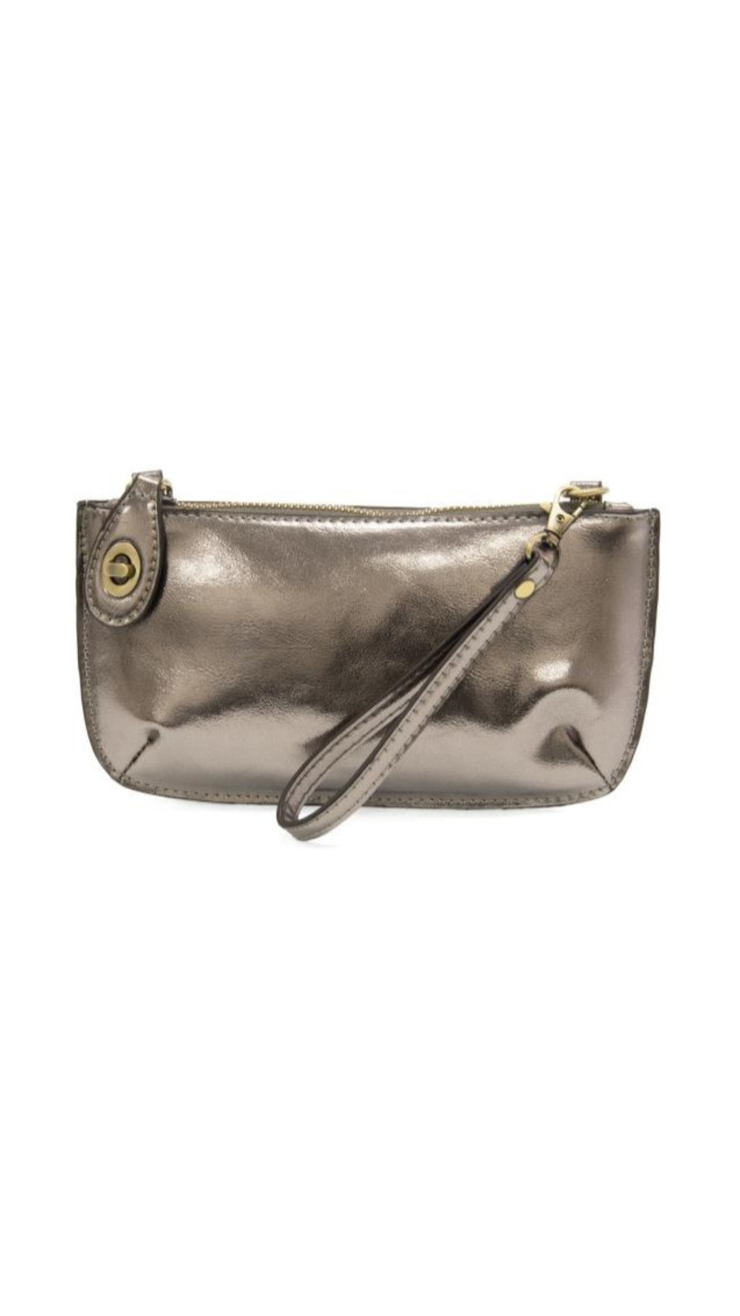 Liquid Metal Mini Crossbody Wristlet Clutch - Chrome