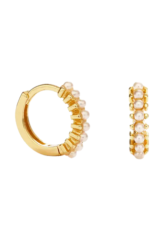 10mm Pearl Huggie Hoop Earrings