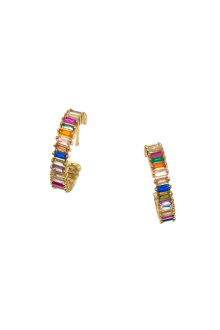 Rainbow Shimmer Hoops - Gold