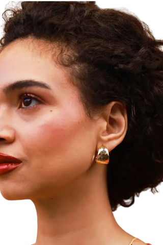 Hammered Vintage Style Hoops - Yellow Gold