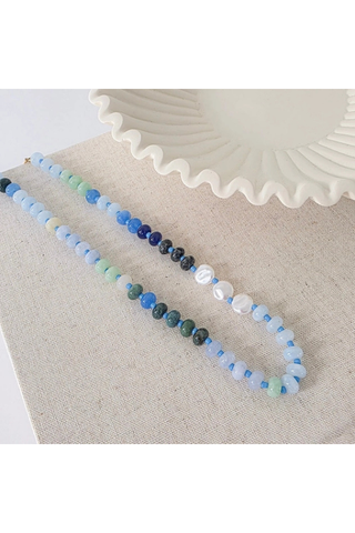 Ombre Semi-Precious Beaded Necklace - Blue