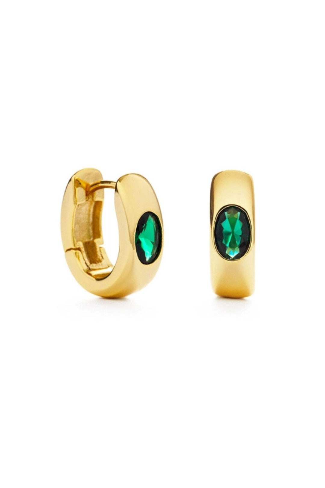 Emerald Green Chunky Hoop Earrings