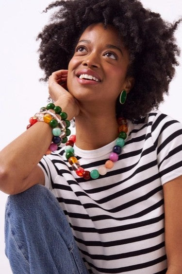 Cece Large Resin Bead Bracelet - Multi