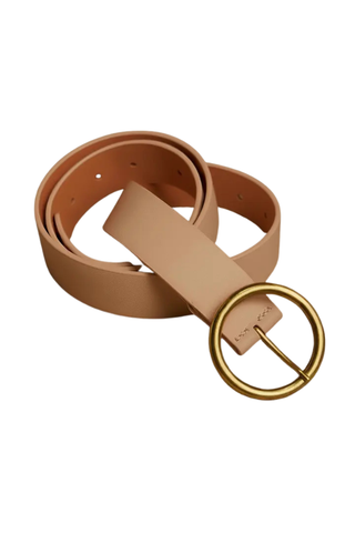 Genuine Leather Belt For Women | Brass Circle Buckle Belt