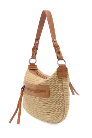 Straw Effie Hobo with Removable Braided Strap - Natural
