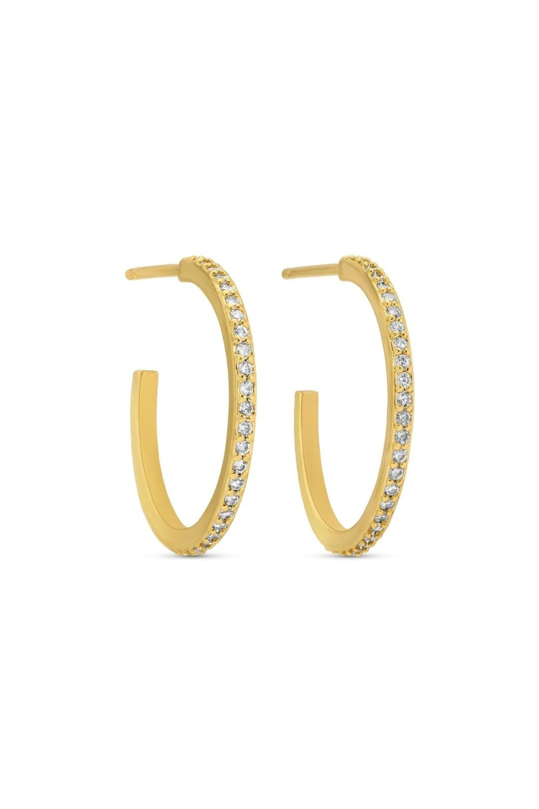 Medium Pave Hoops - Gold