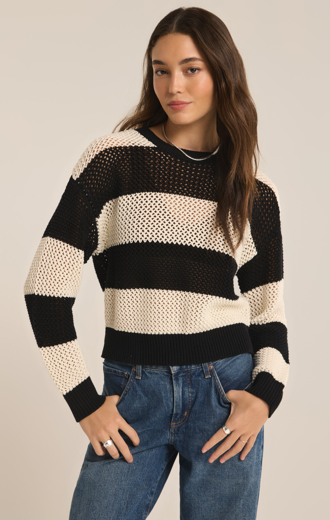 [Z Supply] Broadbeach Stripe Sweater - Black