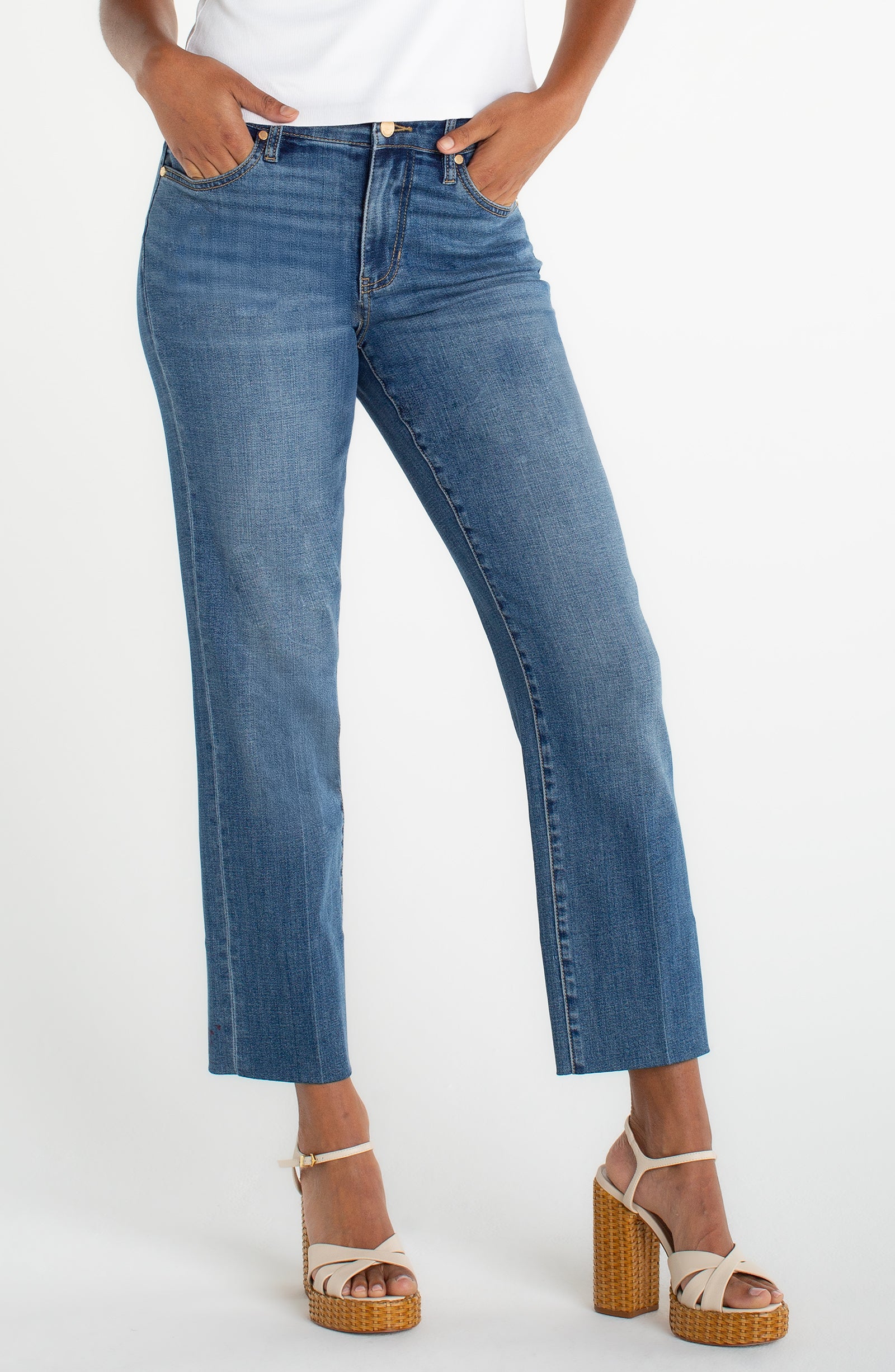 [Liverpool] Kennedy Crop Straight Jeans with Blind Hem, 28" Inseam