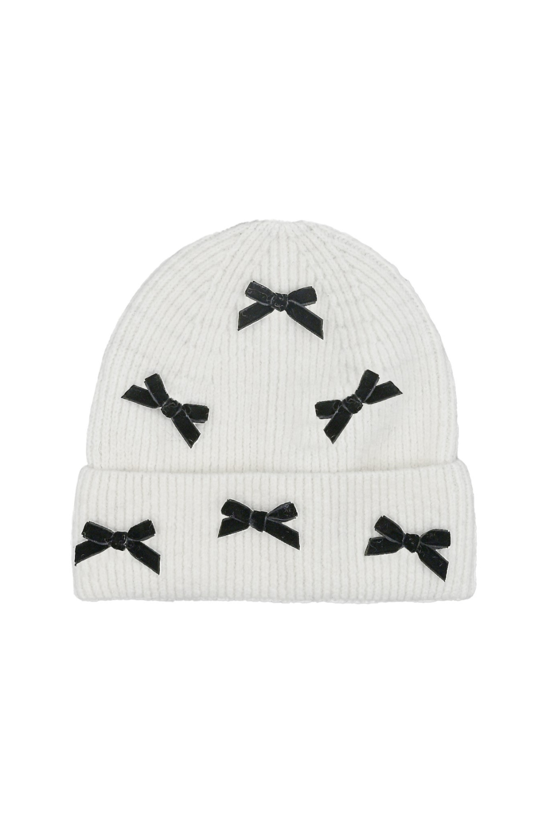 Velvet Bow Beanie - Ivory