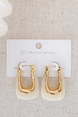Cha-Cha Resin Hoop Earrings - Ivory