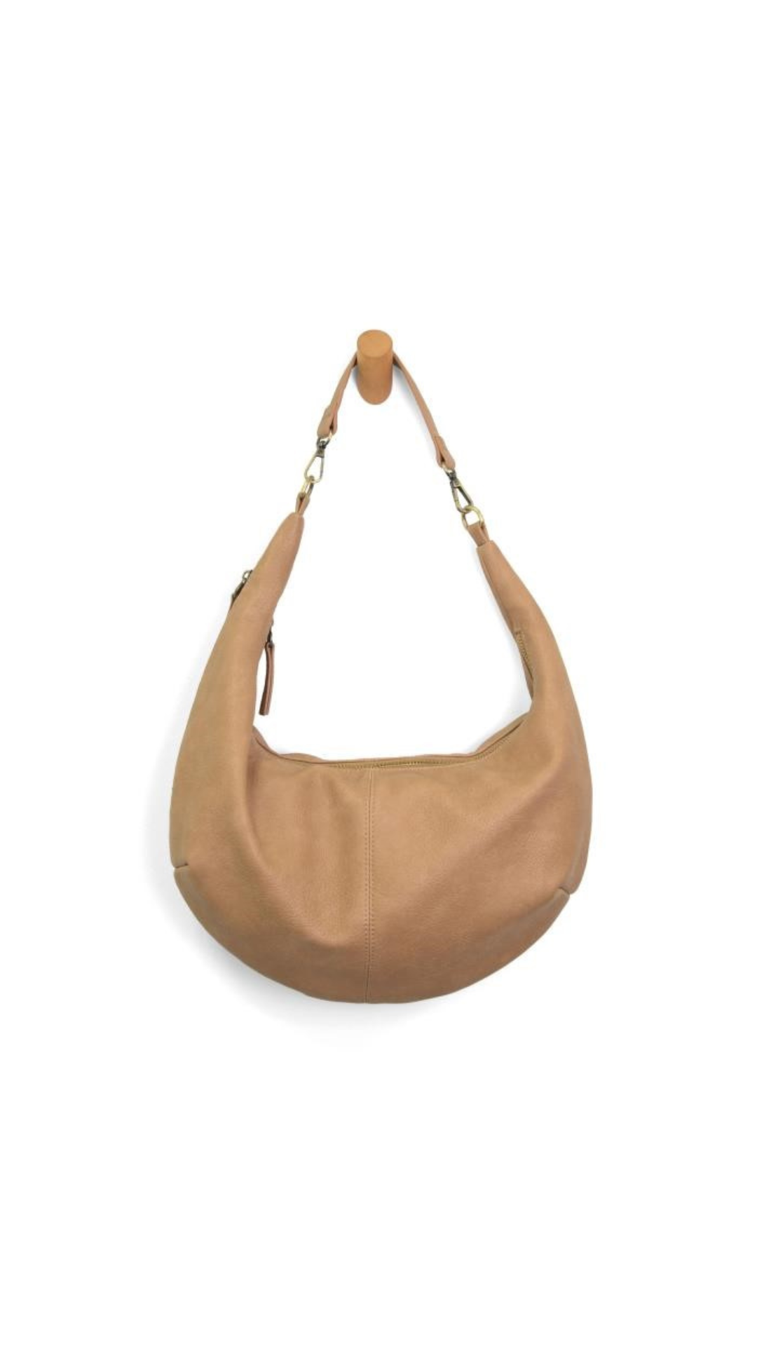 Rhea Slouchy Crescent Crossbody Bag - Camel