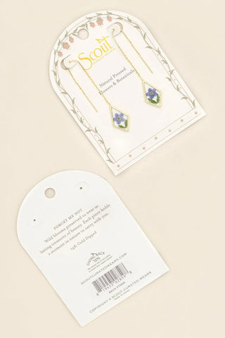 Pressed Flower Thread Earrings - Blue Forget Me Not/Gold
