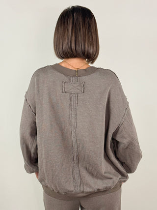Franny Fray Edge Sweatshirt - Brown