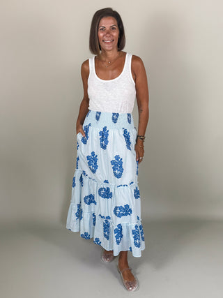 Sam Smocked Waist Floral Skirt