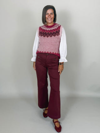[TRIBAL] Crew Neck Fair Isle Sweater Vest