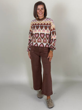Hetty Heart Print Jacquard Sweater