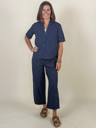 Indigo Tie Waist Pants