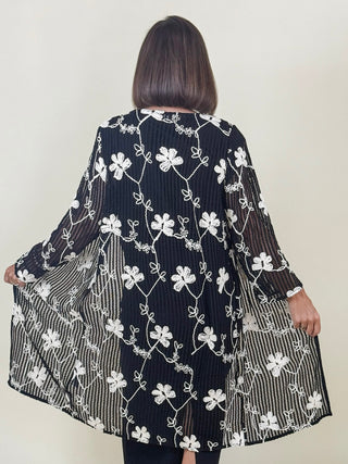 Heather Embroidered Long Cardigan