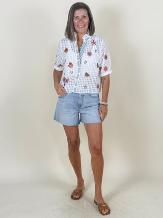 Sallyanne Seashell Embroidery Top