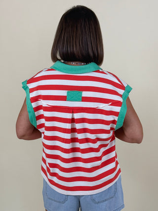 Macy Nautical Stripe Colorblock Tee
