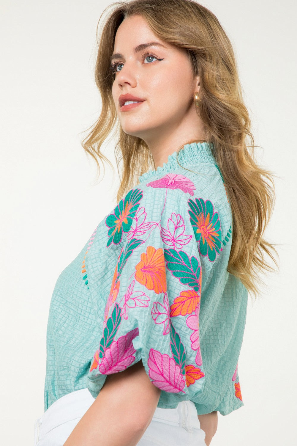 Emmy Embroidered Puff Sleeve Top