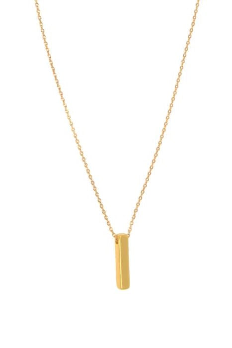 Gold Vertical Bar Pendant Necklace, 16"