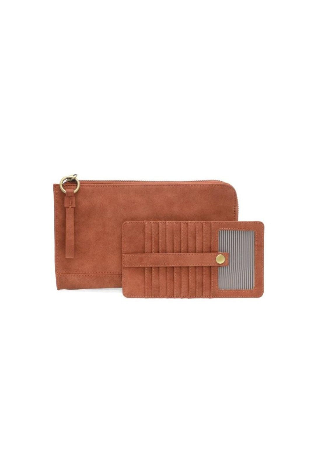Faux Suede Karina Convertible Wristlet & Wallet - Spice