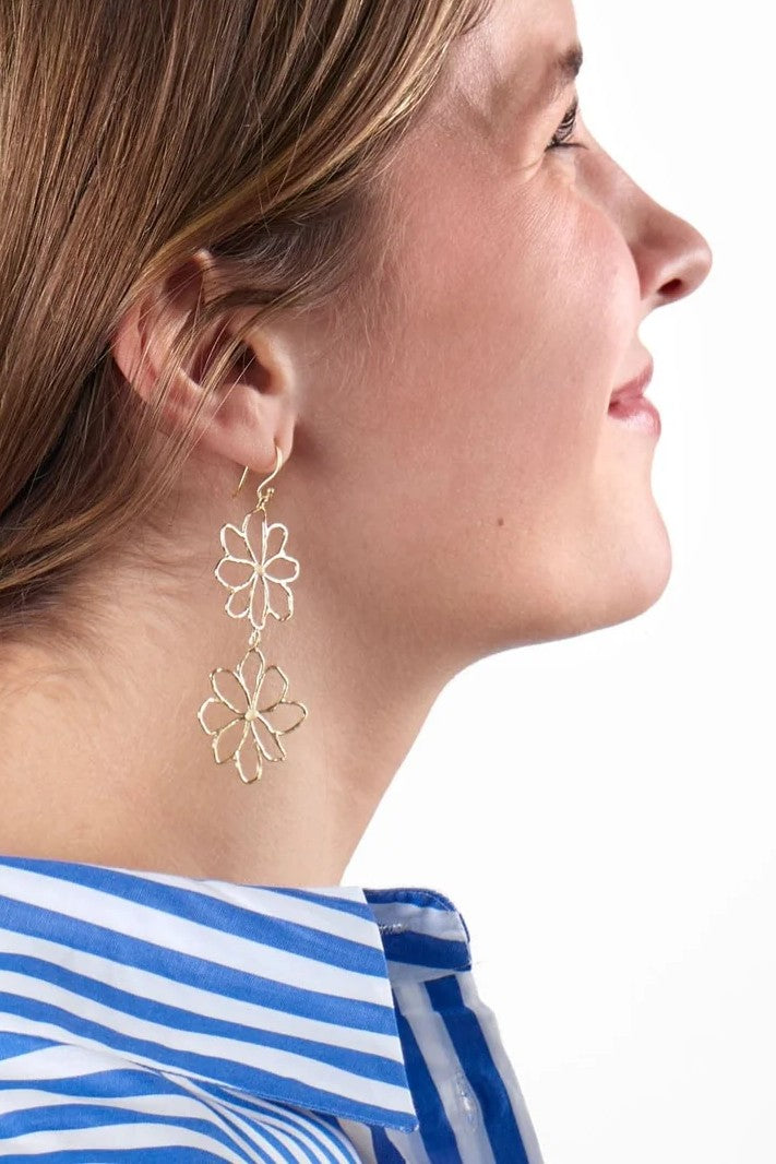 Farrah Double Flower Drop Earrings