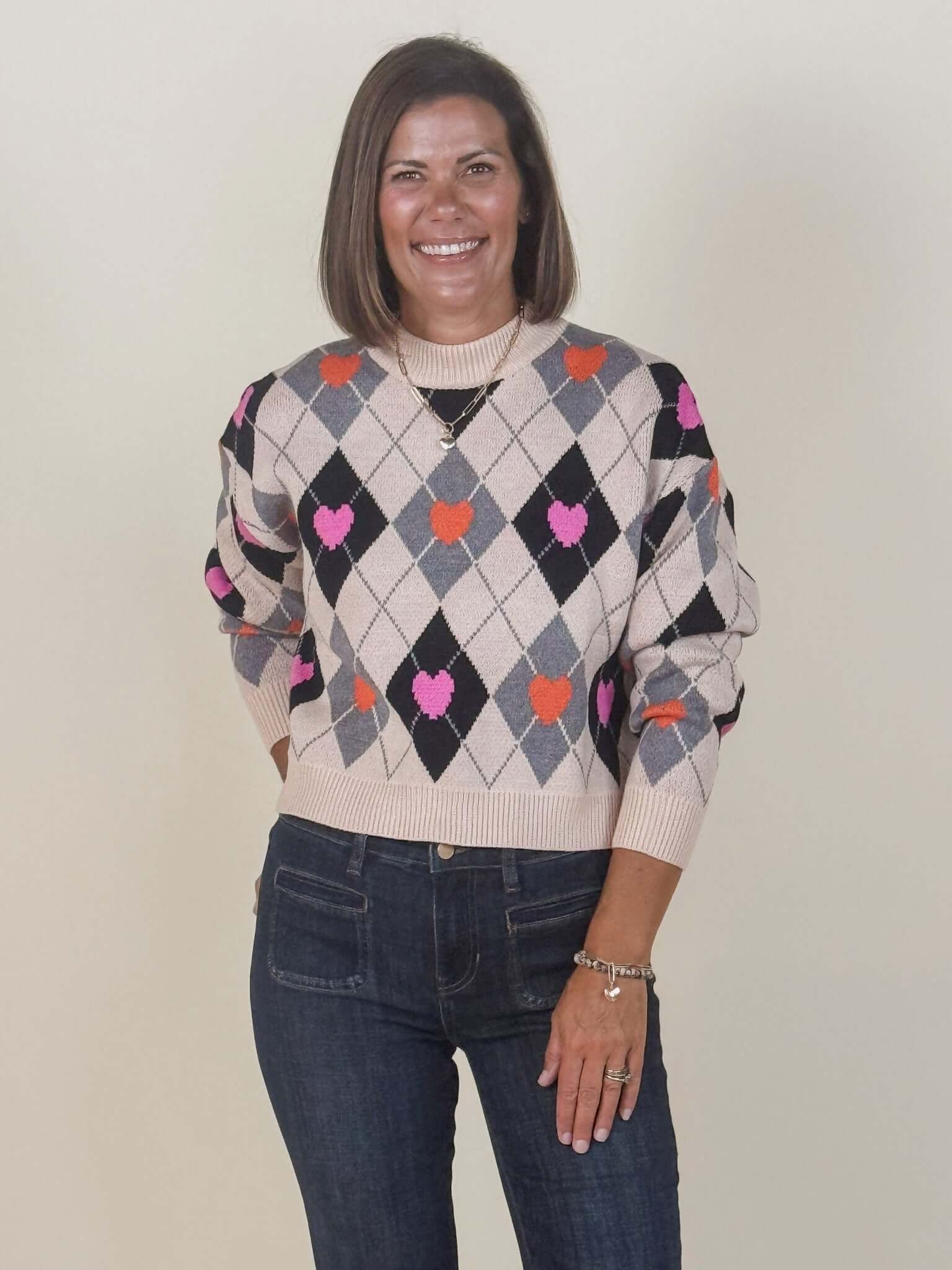 Arabella Argyle Knit Sweater