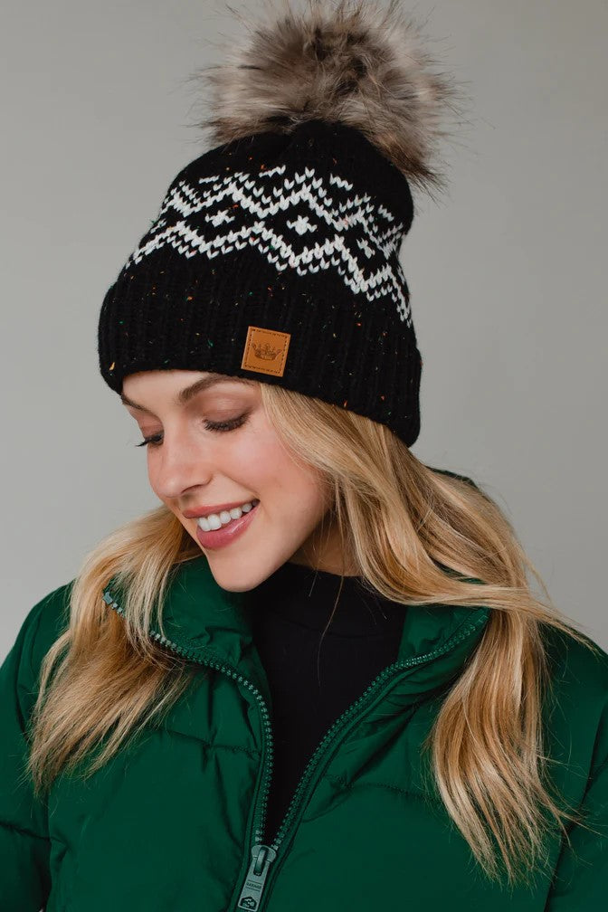 Britanny Patterned Pom Hat