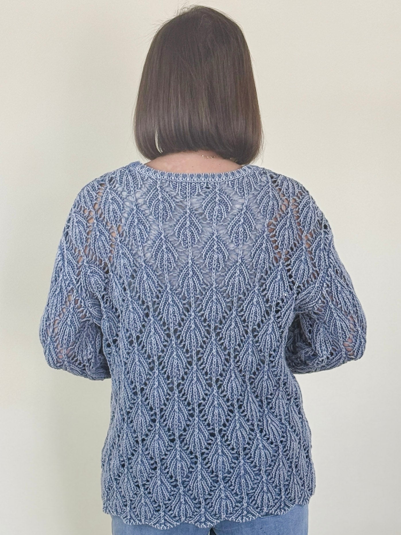 Crystal 3/4 Sleeve Crochet Sweater