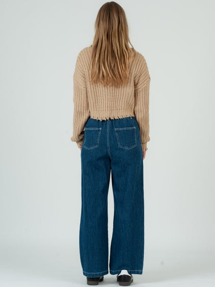 Fiona Frayed Crop Sweater