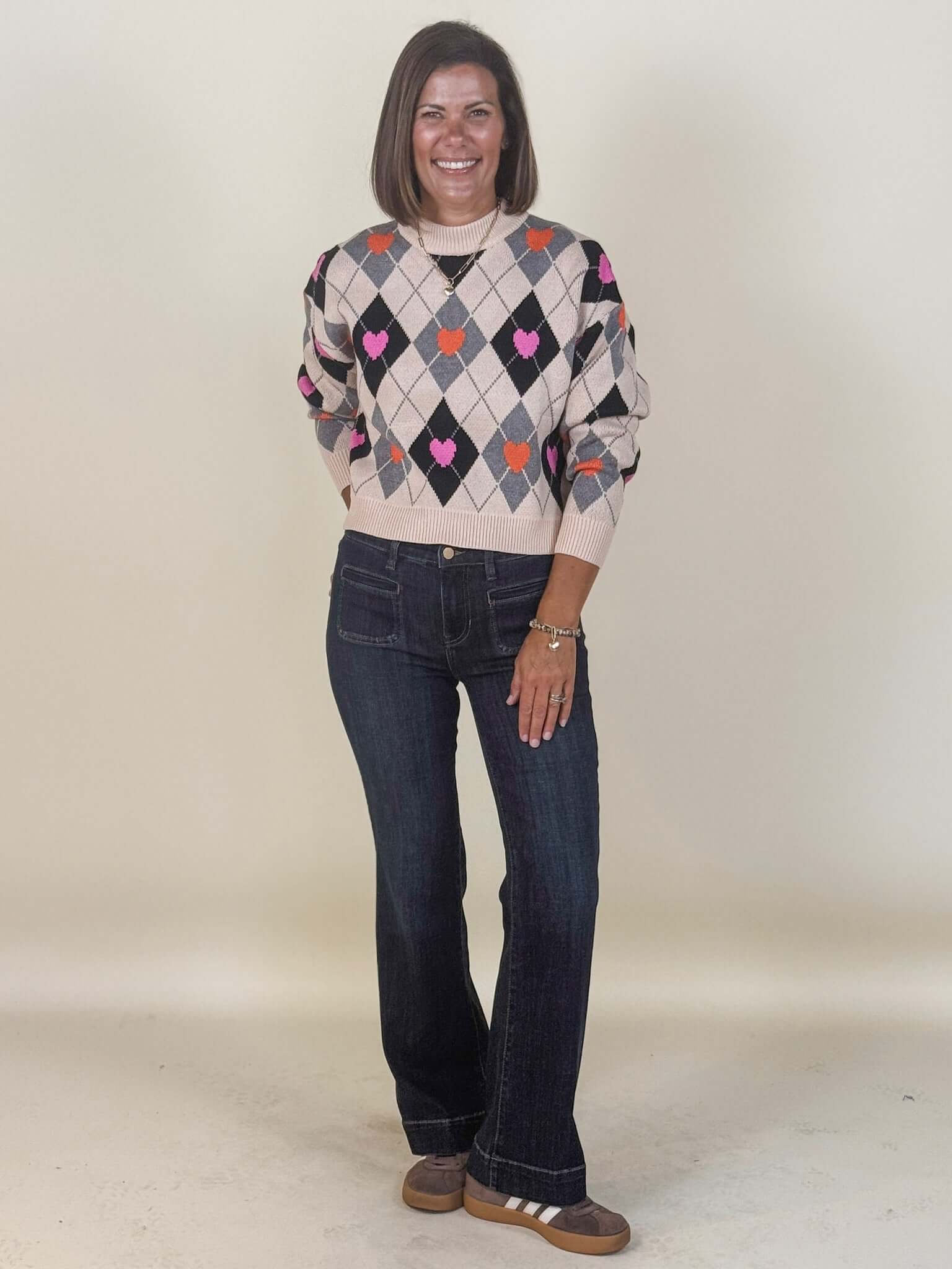 Arabella Argyle Knit Sweater