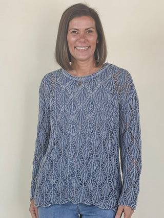 Crystal 3/4 Sleeve Crochet Sweater