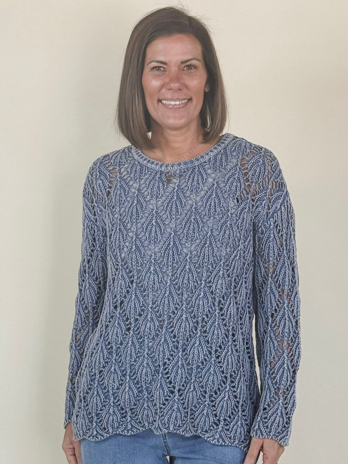 Crystal 3/4 Sleeve Crochet Sweater