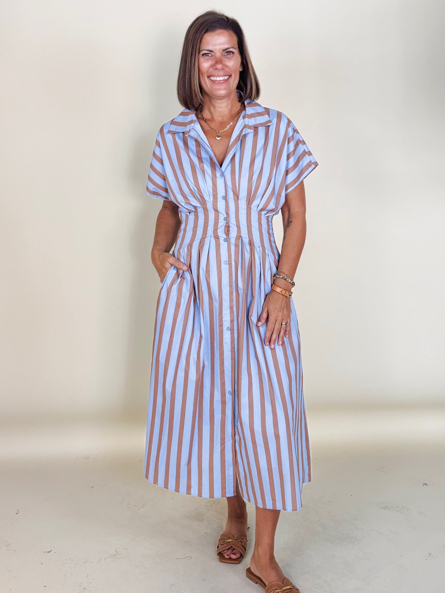 Millie Striped Button Up Maxi Dress