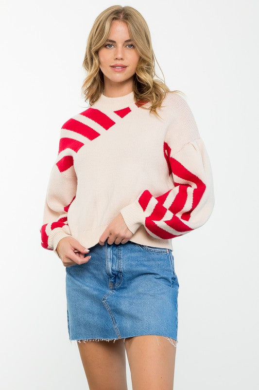 Samantha Stripe Detail Ribbed Sweater