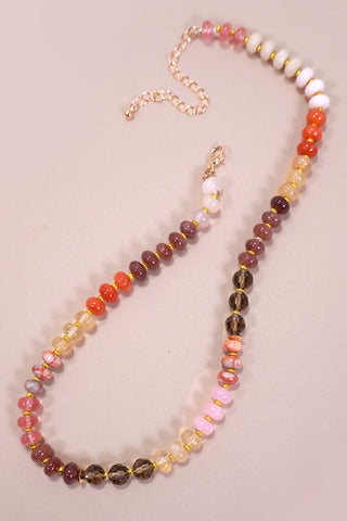 Natural Agate Semi-Precious Bead Necklace - 3C