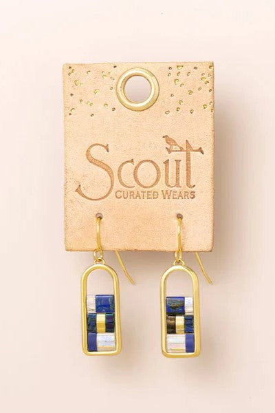 Good Karma Miyuki Frame Earrings - Indigo/Gold