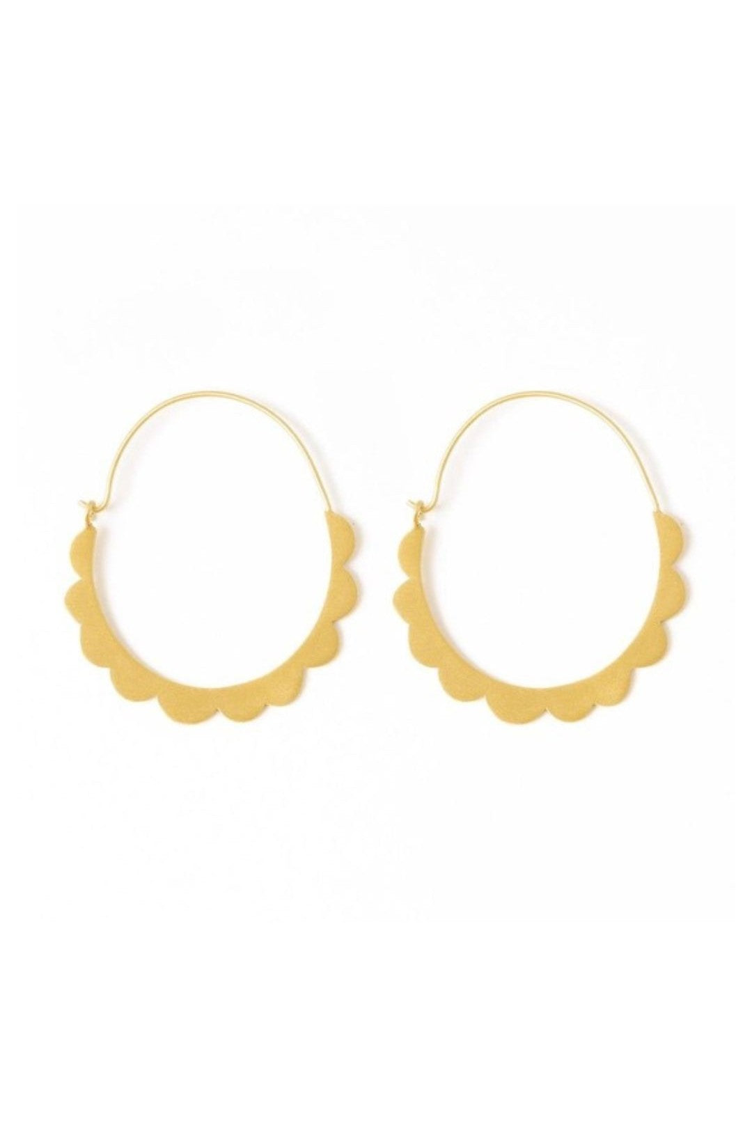Stephanie Scallop Wrapped Hoop Earrings - Brass