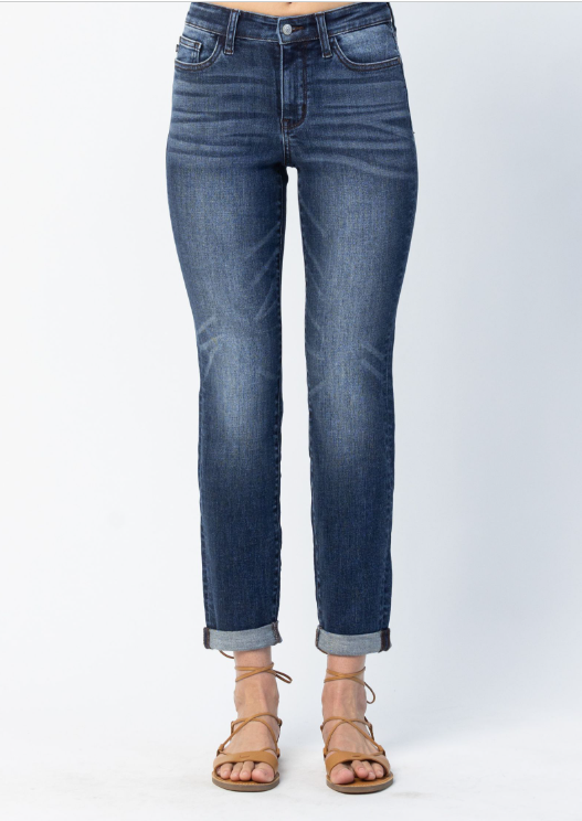 Becky Mid-Rise Cuffed Slim Fit Jeans