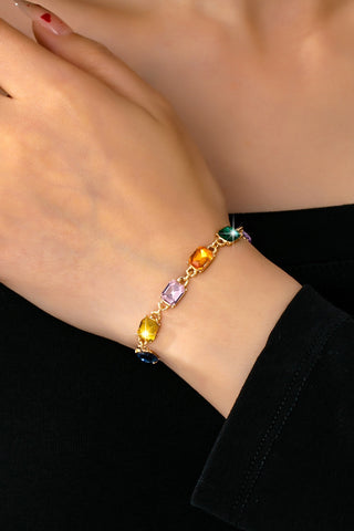 Rainbow Gemstone Tennis Bracelet - Gold