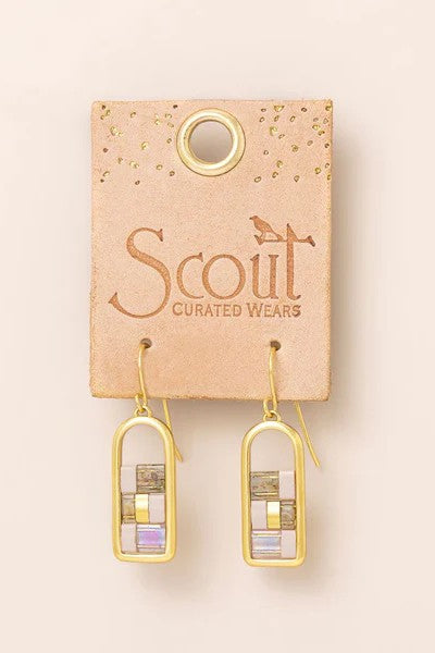 Good Karma Miyuki Frame Earrings - Blush/Topaz/Gold