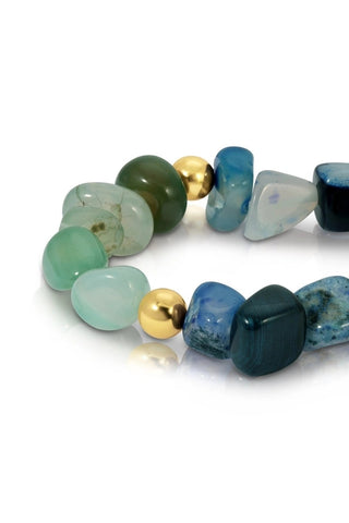 Bold Tumbled Stones Statement Bracelet - Mint/Navy