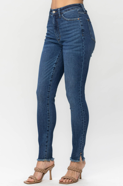 Carrie High Rise Control Top Fray Hem Skinny Jeans