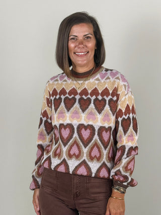 Hetty Heart Print Jacquard Sweater