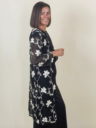 Heather Embroidered Long Cardigan