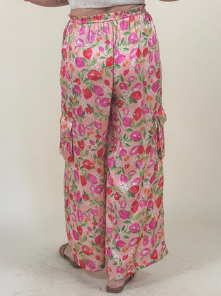 Selena Printed Satin Cargo Pants
