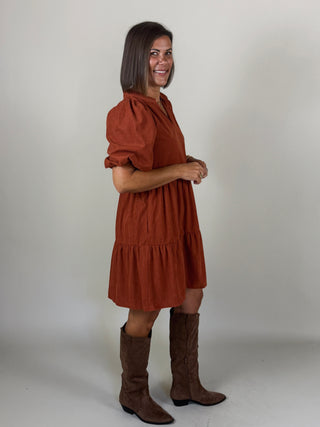 Jacey Corduroy Babydoll Mini Dress