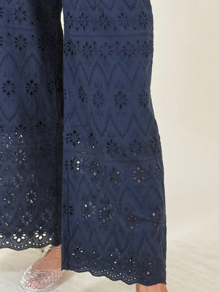 Winnie Drawstring Waist Eyelet Pants